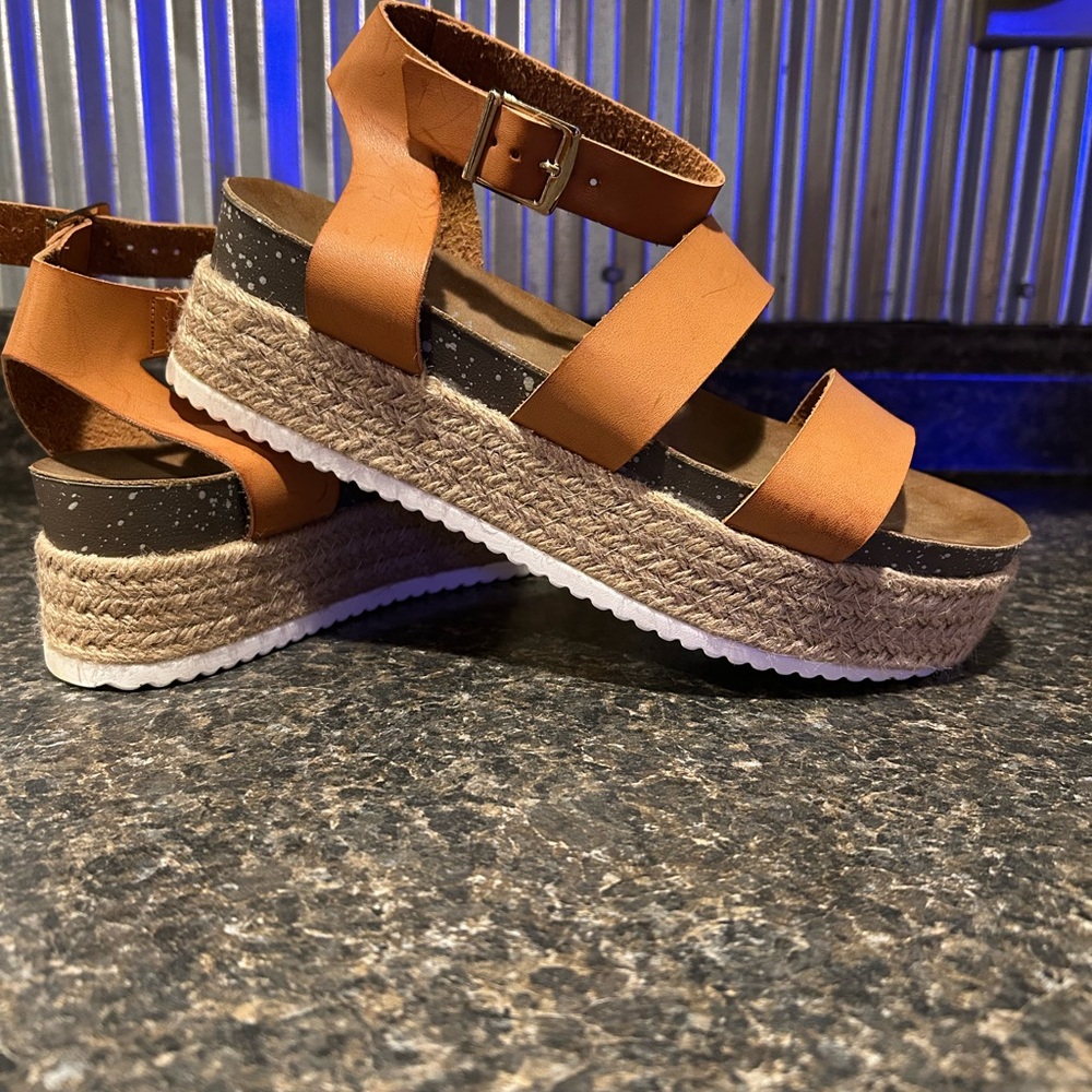 Women's Tan Platform Sandals Bohemian Wedge Patrizia by Spring Step Summer Shoes
